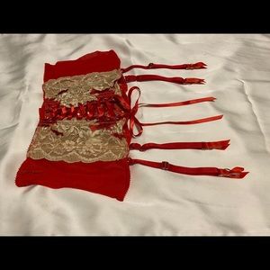 Victoria’s Secret Seduction Red Gold Corset Garter